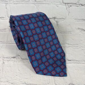 Gagliardi Blue Medallion Print Silk Tie Made in Italy